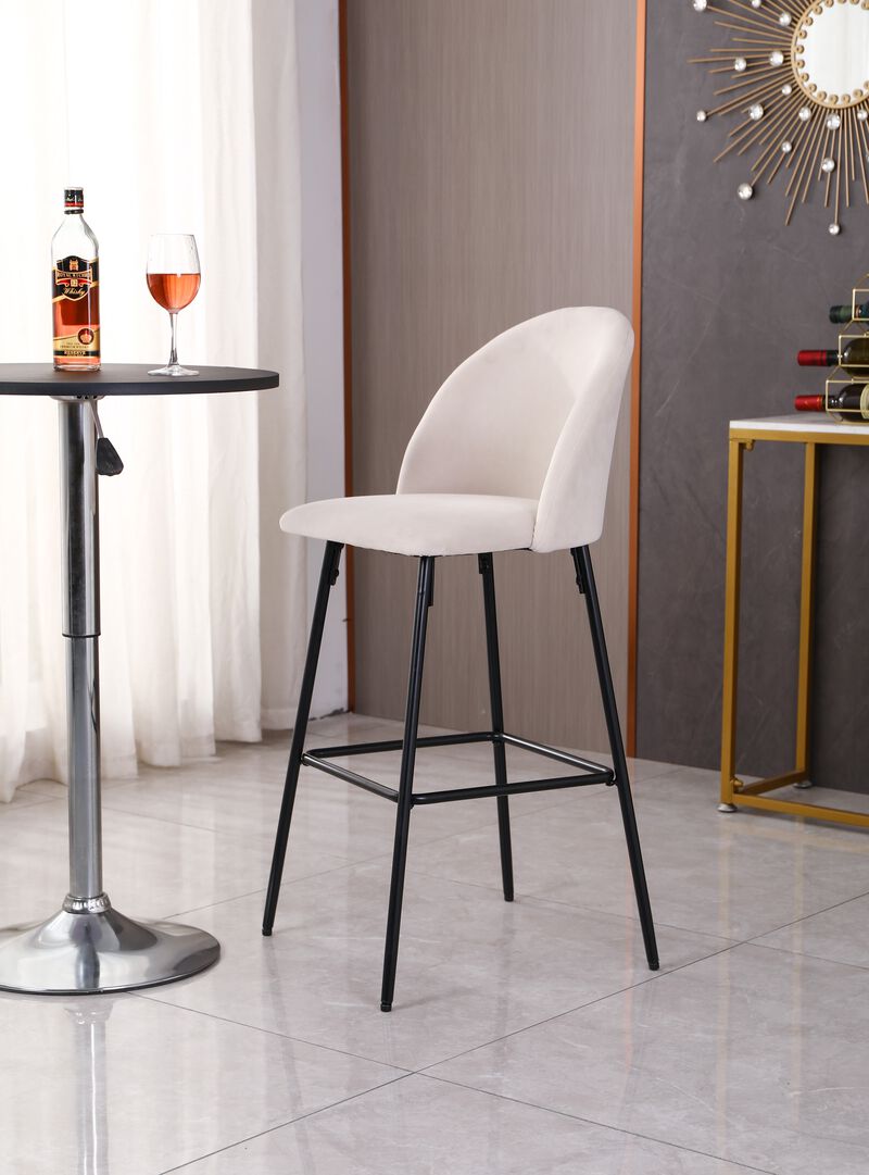 NILSSON Set of 2 Bar Stools in Metal and Velvet