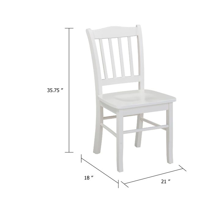 Nova Dining Side Chair Set of 2, Shaker Style, Cream White Wood