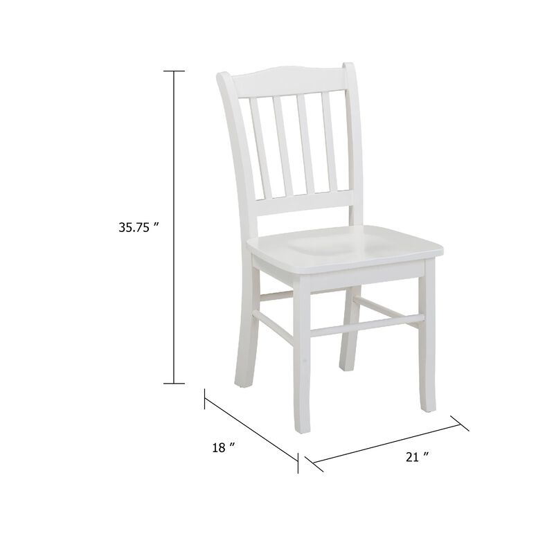 Nova Dining Side Chair Set of 2, Shaker Style, Cream White Wood image number 1