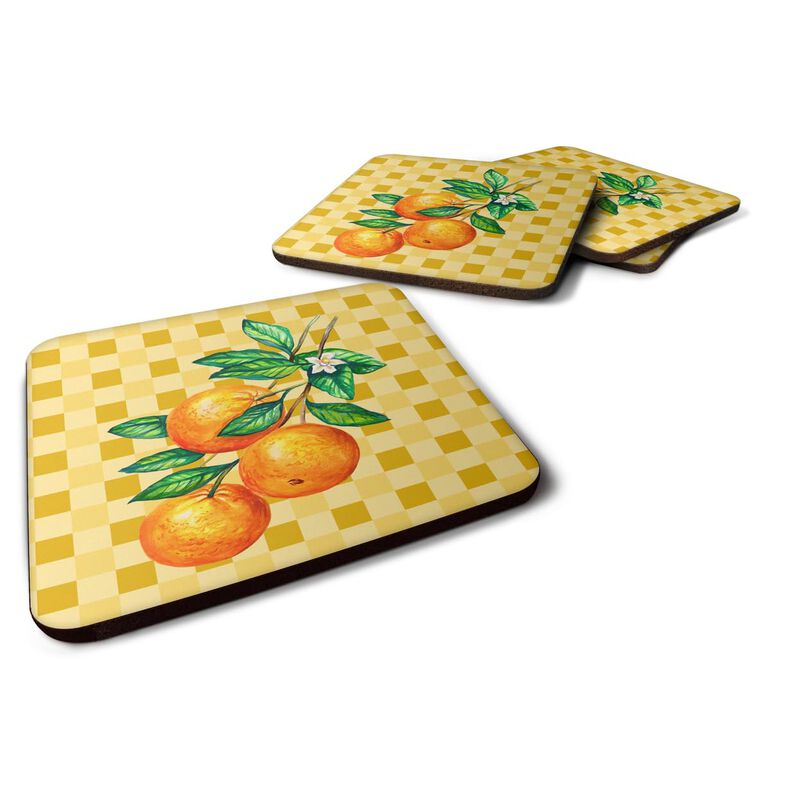 Caroline's Treasures Oranges on Branch on Basketweave Decorative coasters, 3.5, Multicolor