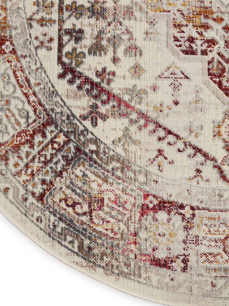 Vintage Kashan VKA08 Ivory/Red 4' x Round Rug