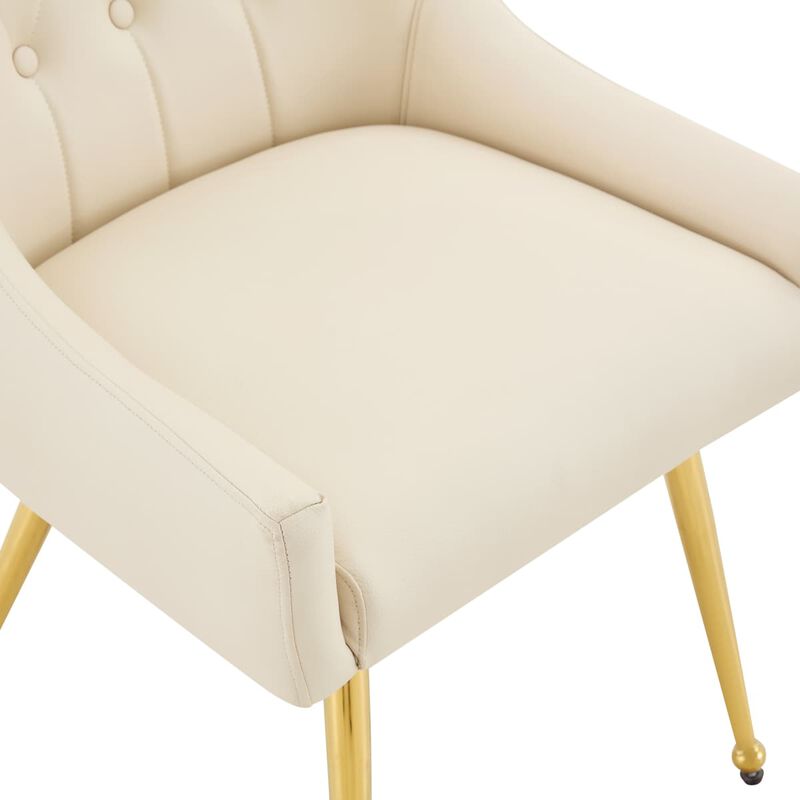 Set of 2 Faux Leather Dining Chairs Diamond Tufted Open Back Side Chairs with Metal Handle Spring and Foam Cushioned Accent Chairs image number 6