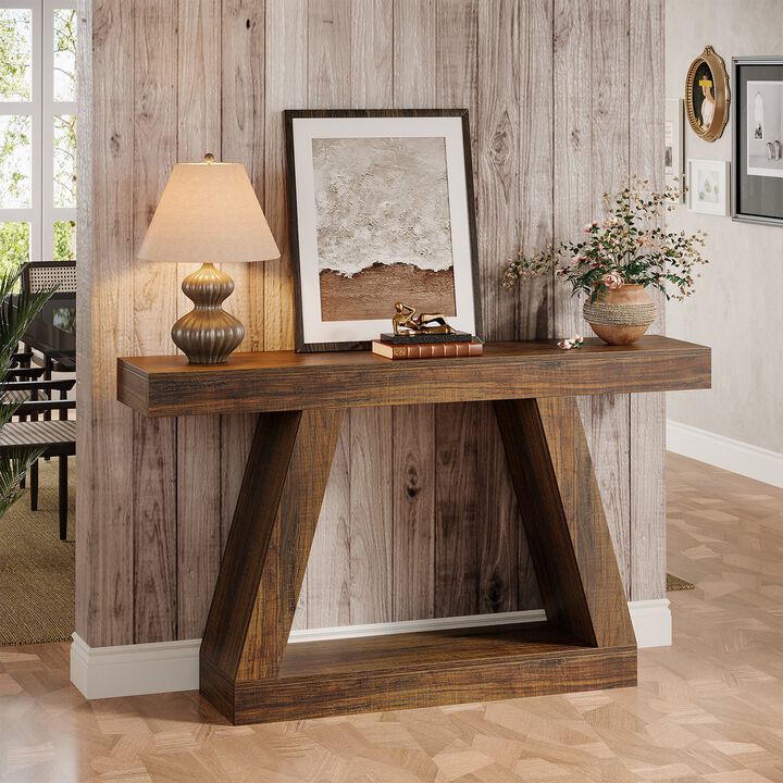 Farmhouse Sofa Table with Storage, Console Table for Living Room-Dark Brown