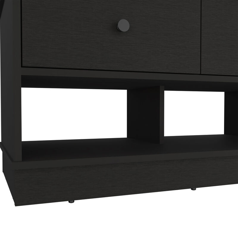 DEPOT E-SHOP Uranus Storage Bench, Two Drawers, Two Open Shelves, Black image number 5