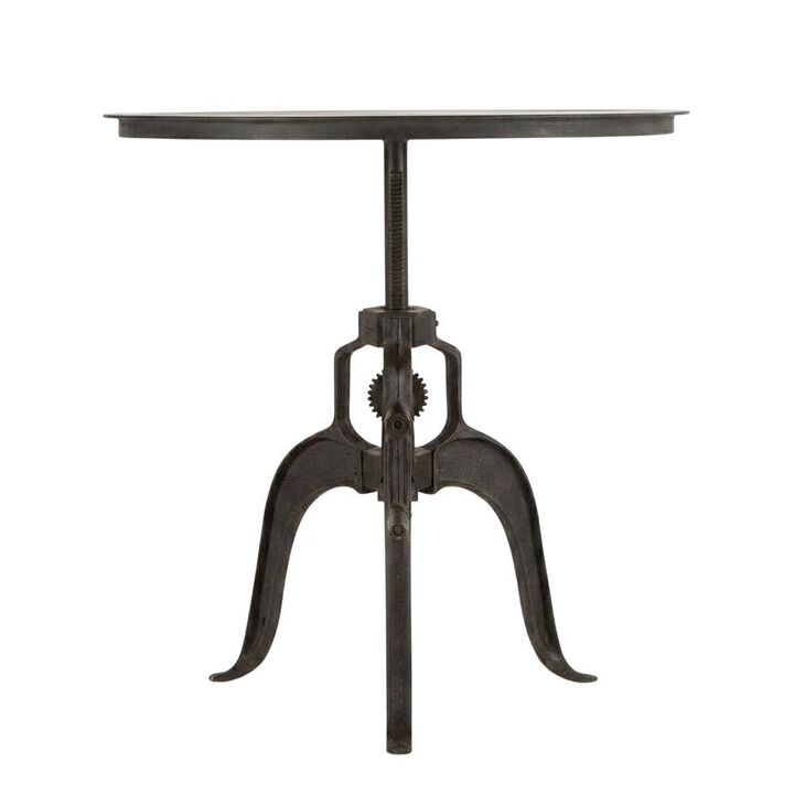 Starlight Canyon Home 30 Inch Adjustable Height Crank Side Table, Industrial End Table, Matte Black