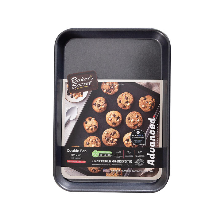 Baker's Secret Cookie Sheet 13", Double Layer Non-stick Coating, Extra Thick Carbon Steel, Dark Gray, Advanced Collection