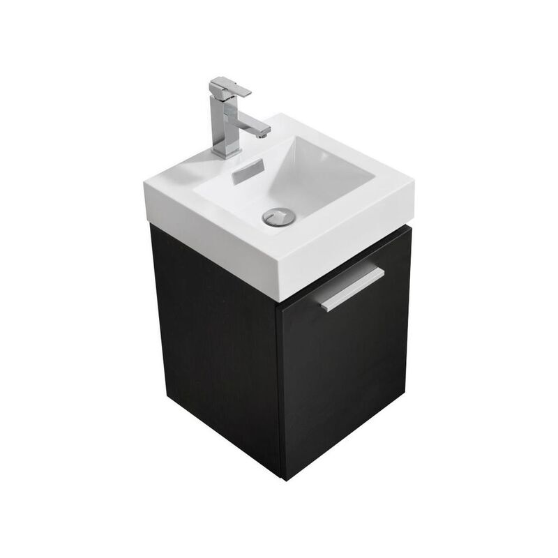 Kubebath Bliss 16 Black Wall Mount Modern Bathroom Vanity