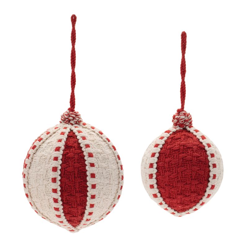 Set of 4 Woven Christmas Ball Ornaments &ndash; Handmade Look Holiday Tree Decorations for Neutral and Nature-Inspired Themes