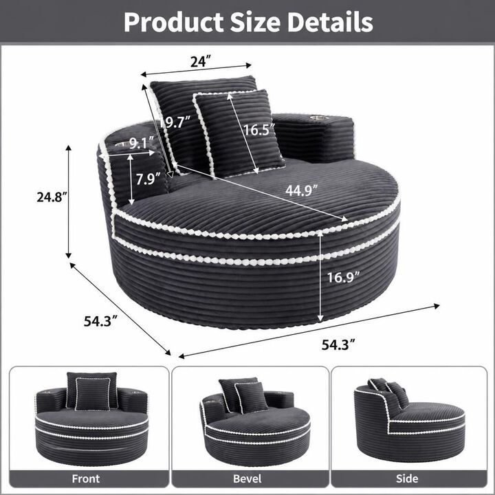 GOODSILO Round Multi-functional Memory Foam Convertible Sofa Bed Sectional Cloud Couch for Small Living Spaces, Apartments and Offices