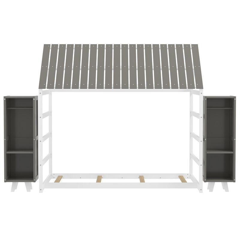 Merax Kids Floor Bed with Two Movable Wardrobes