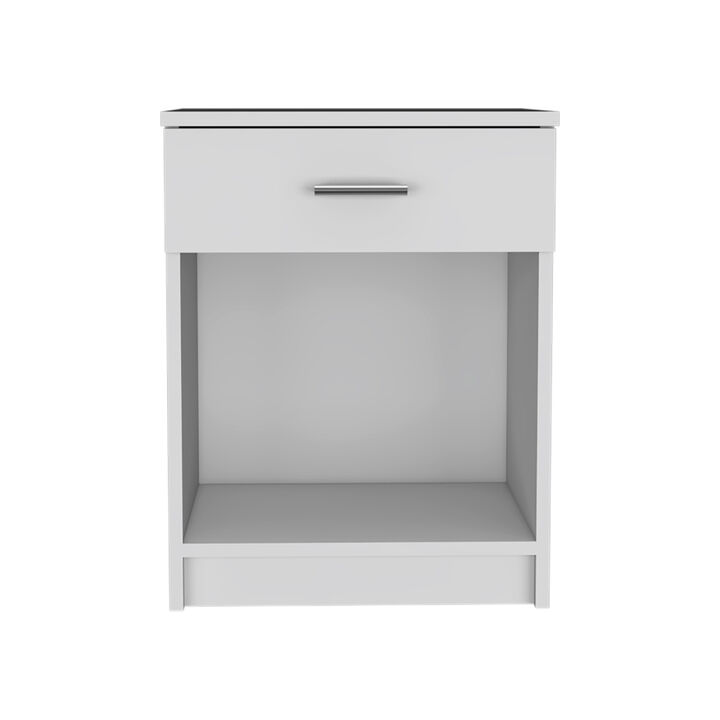 Eco Nightstand, Superior Top, One Drawer, Lower Shelf -White