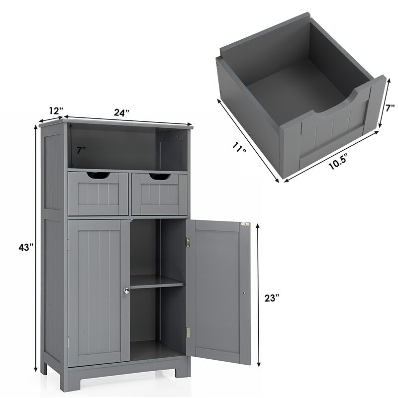 Costway Bathroom Floor Cabinet Wooden Storage Organizer w/Drawer Doors Espresso