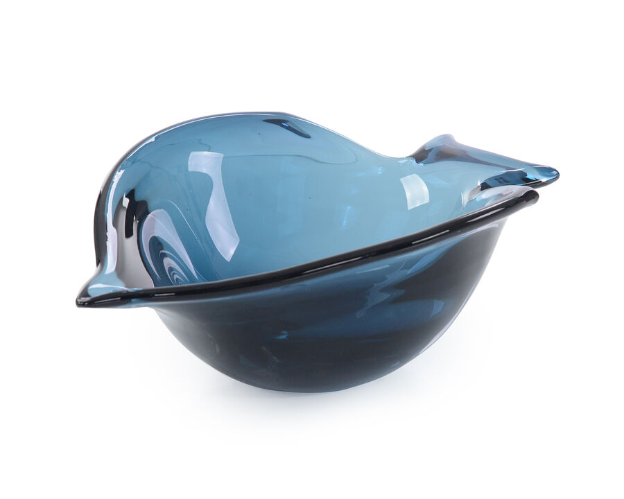 Handblown Abstract Sapphire Glass Bowl