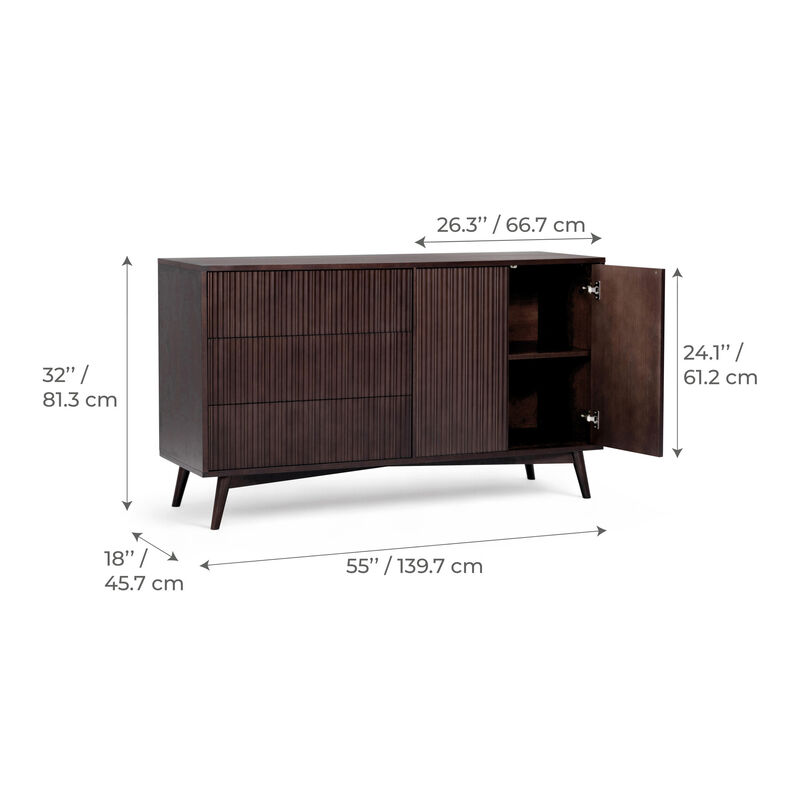 Tremolo Sideboard Cabinet with Fluted Fronts & Modern Design image number 5