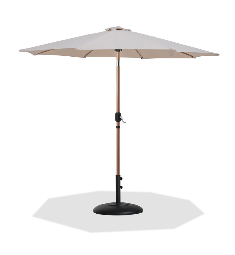 Meridian Furniture Fiji Beige Fabric / Matte Black Aluminum Patio Umbrella with Base Sets