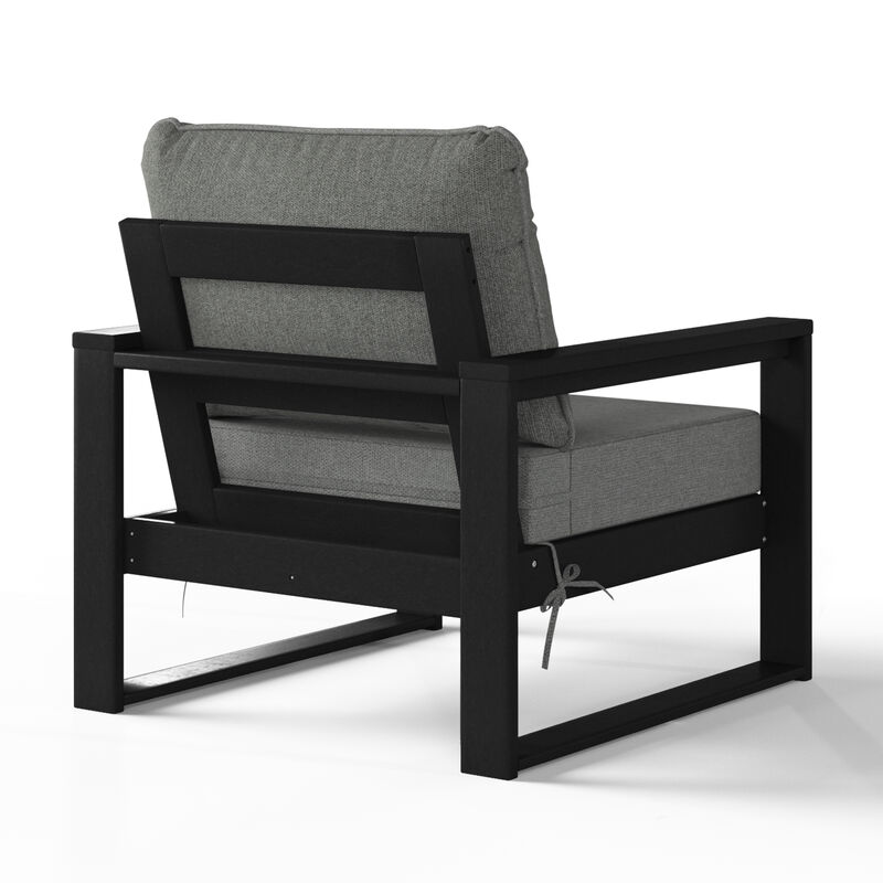 WestinTrends Outdoor Modern HDPE Patio Club Chair with Waterproof Deep Seat Cushions (Set of 2)