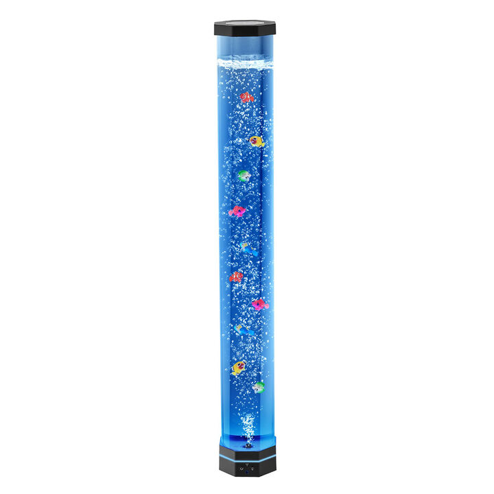 Sensory Aquarium Bubble Lamp with Floating Fish, Remote Control Light for Bedroom