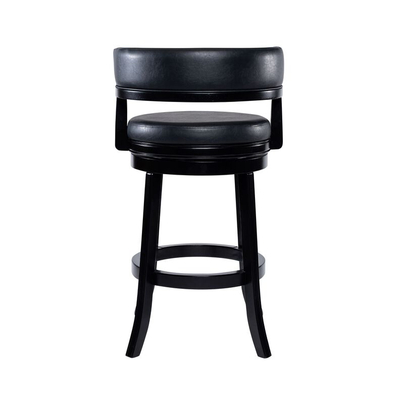 Bely Swivel Barstool Chair, Faux Leather Seat with Wood Frame, Black image number 4