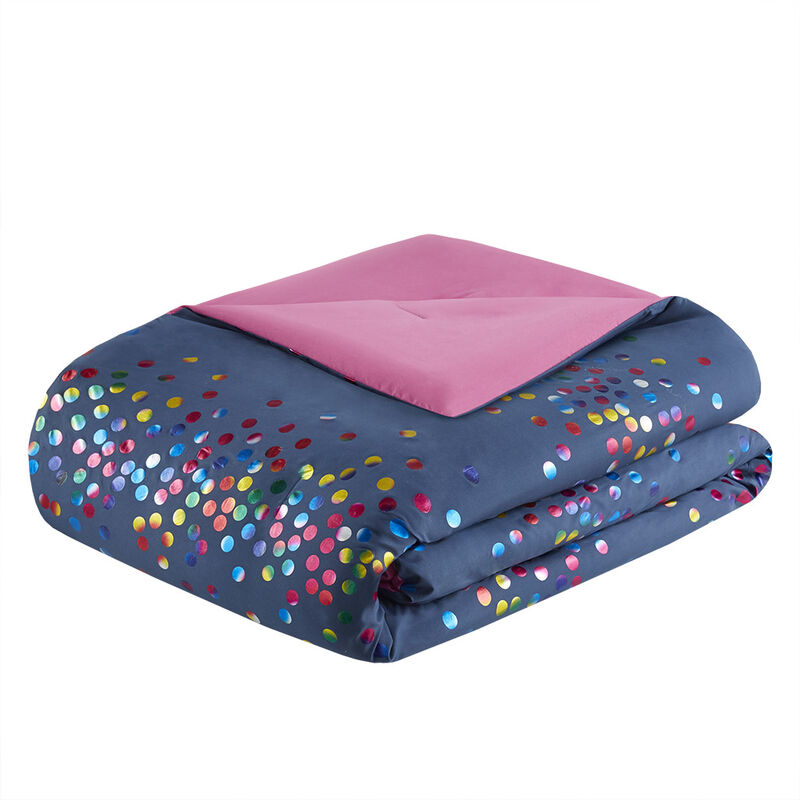 Gracie Mills Domhnall Rainbow Iridescent Metallic Dot Comforter Set