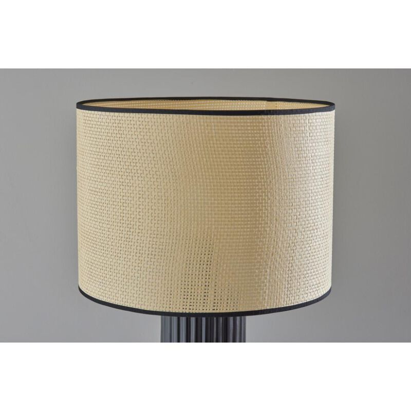 Hivvago 29" Black Ceramic Cylinder Table Lamp With Beige Drum Shade