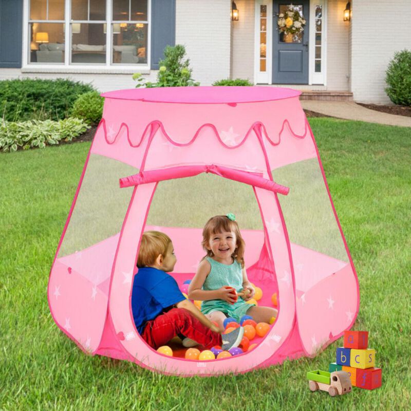 Hivvago Pink Portable Kid Play House Play Tent with 100 Balls image number 1