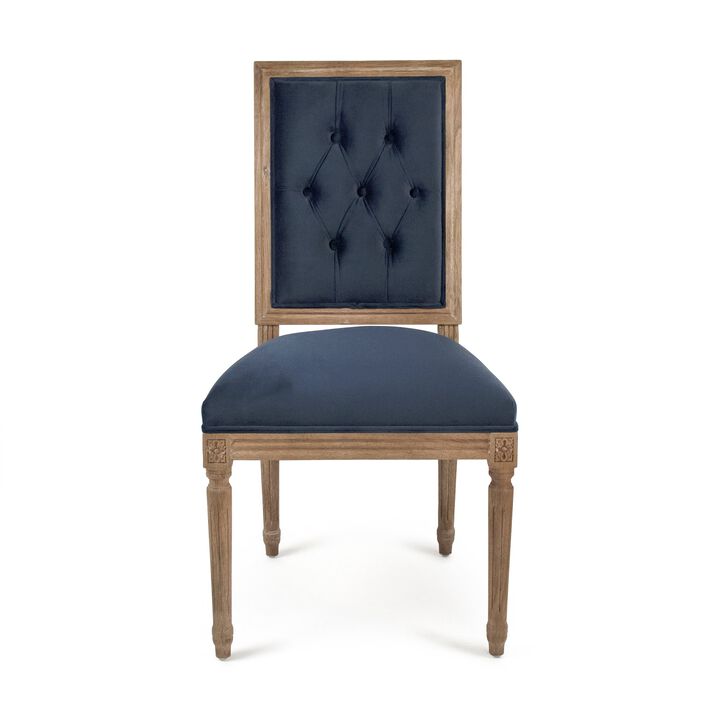 Blue Velvet Louis Side Chair