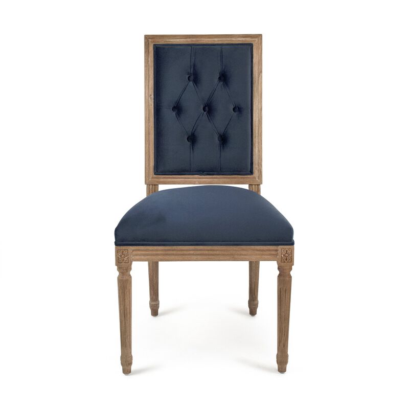 Blue Velvet Louis Side Chair