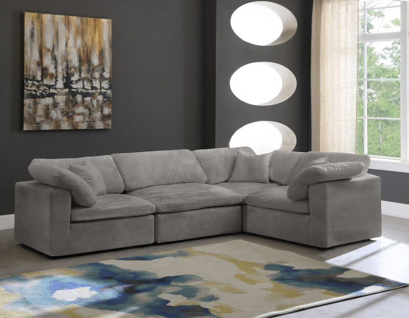 Meridian Furniture Cozy Grey Velvet Modular Sectional image number 1