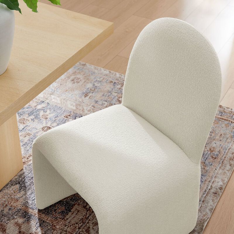Junia Boucle Upholstered Arch Armless Dining Chair image number 9