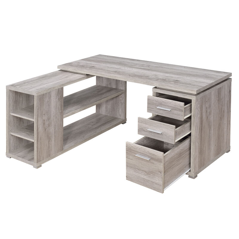 Contemporary Style L Shaped Office Desk, Gray-Benzara