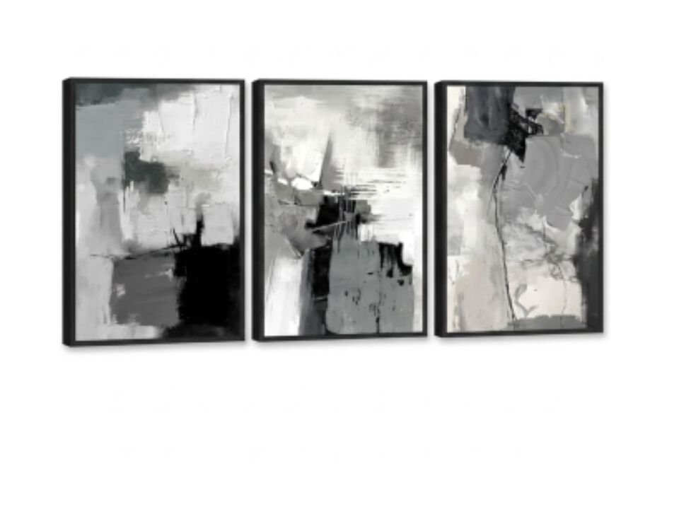 Large Framed Canvas Wall Art Retro Grey Graffiti Living Room Rustic Abstract