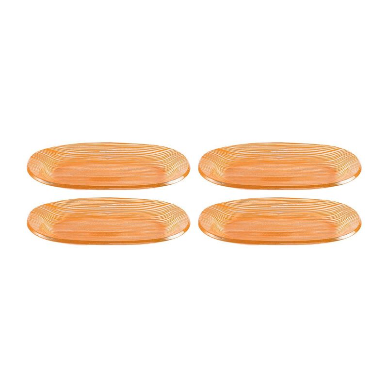 Glass Dinnerware 7.75" x 4.25" x h:0.5" Oval Orange Glass Platter (Set of 4)