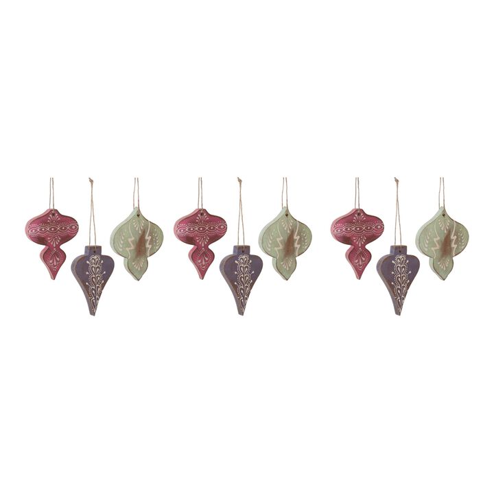 Wood Finial Ornament (Set of 12)