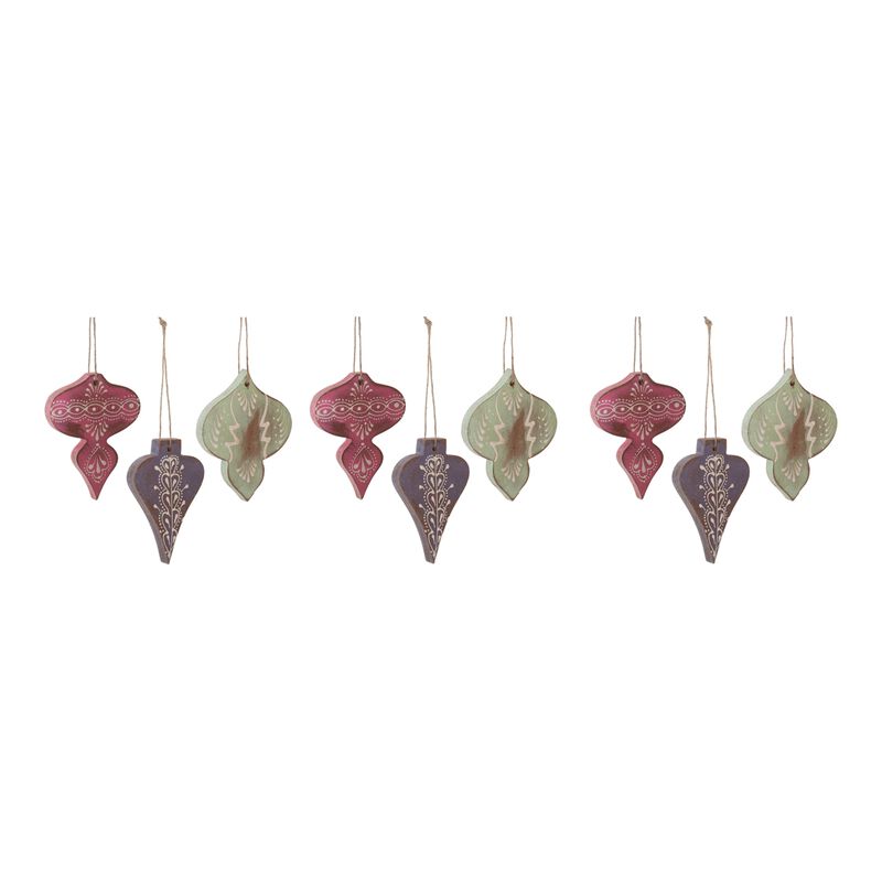 Wood Finial Ornament (Set of 12)