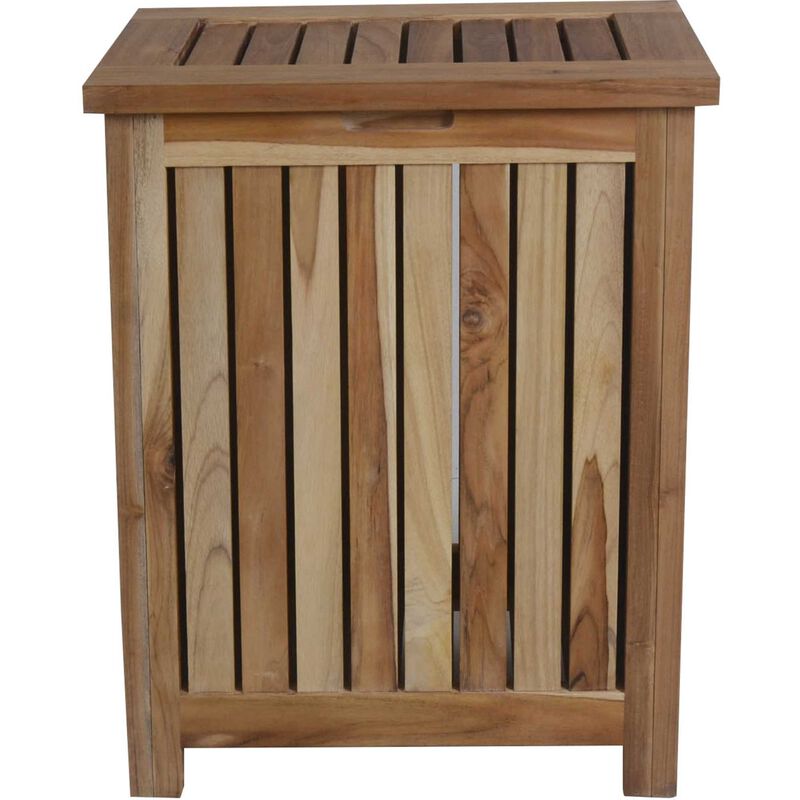 Compact Teak Laundry Hamper with Pull-Out Removable Bag image number 0