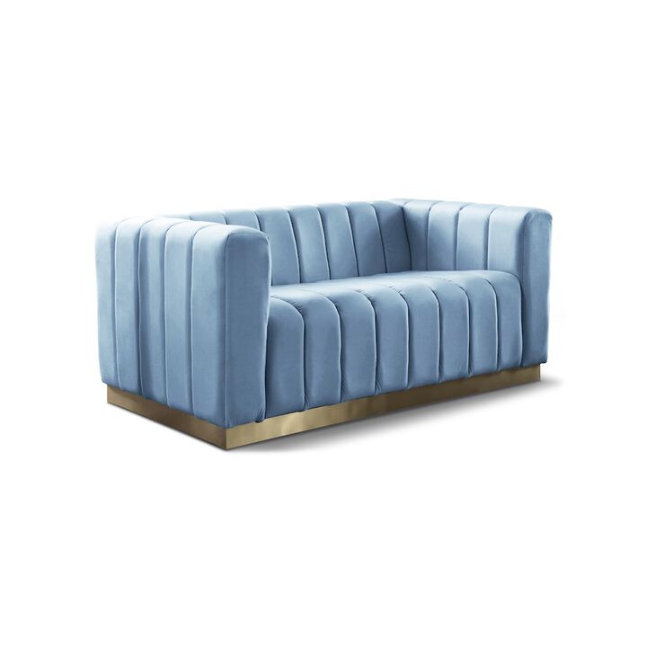 Meridian Furniture Marlon Sky Blue Velvet Loveseat