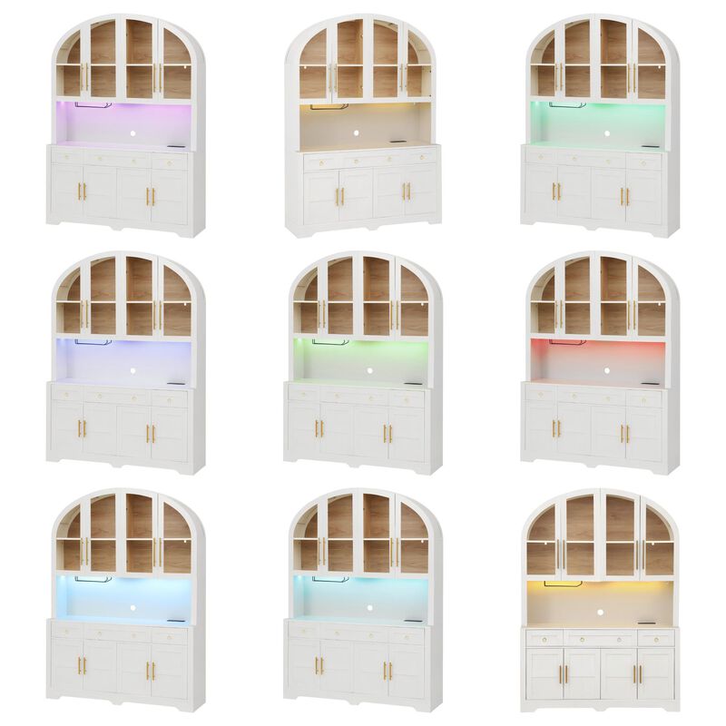 Dondzu Tall Arched LED‑lighted Hutch‑Style Buffet Cabinet image number 7