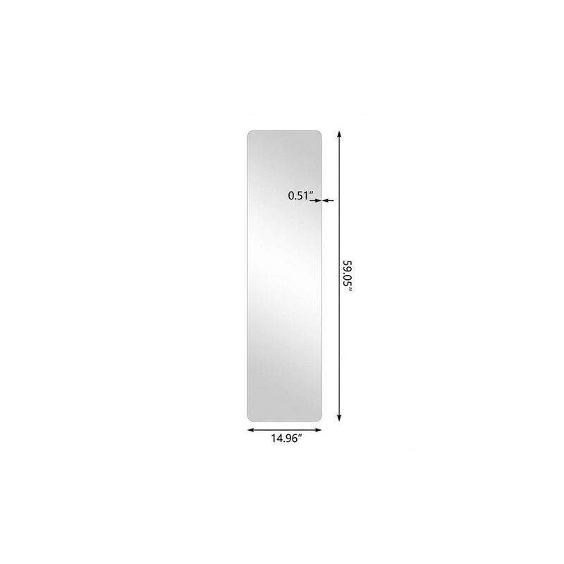 HomeRoots 59" Silver Frameless Full Length Hanging Mirror image number 2