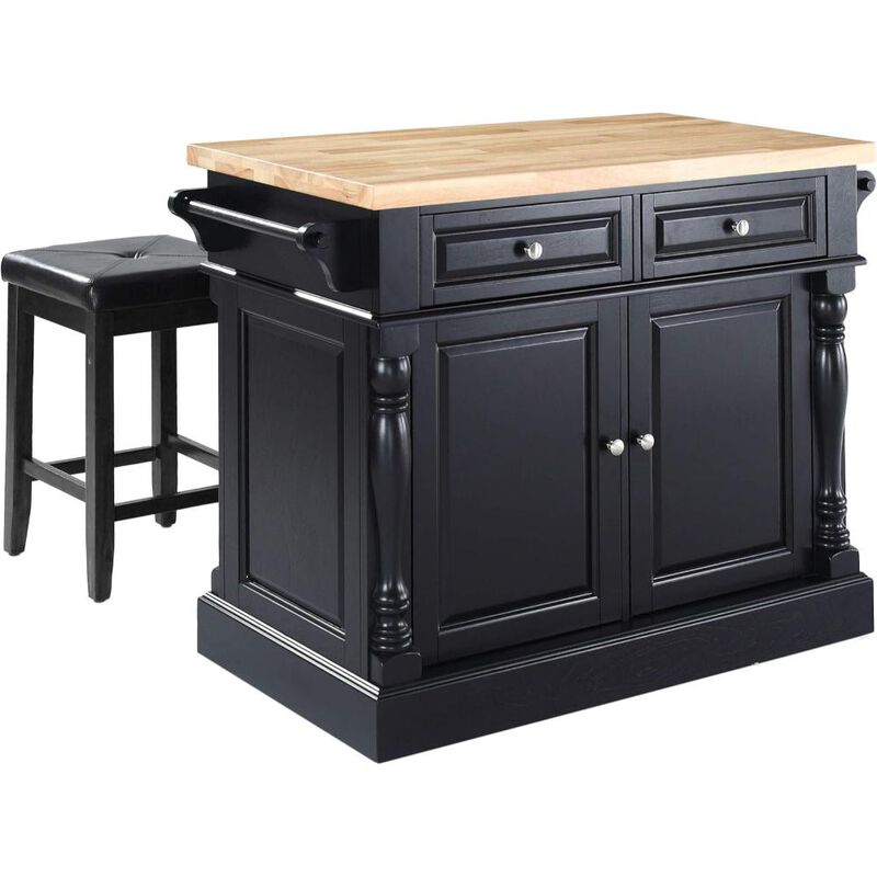 Oxford Kitchen Island W/Square Seat Stools
