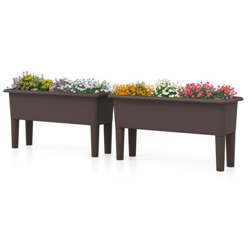 2 PCS Raised Garden Beds Self-Watering Planter Box with Detachable Legs and Drainage Hole