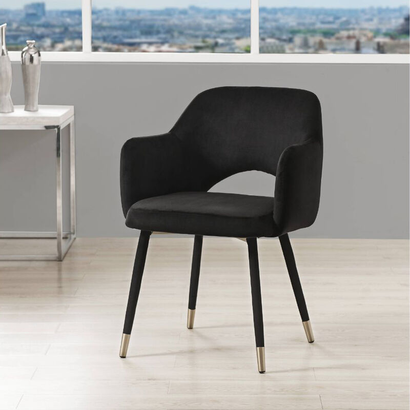 Black Velvet Accent Chair in Gold image number 1