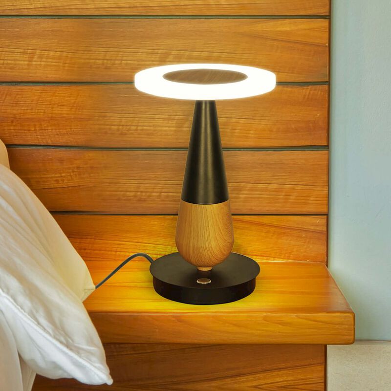 VONN Lighting Height Integrated LED Table Lamp in Plated Black Wood Finish