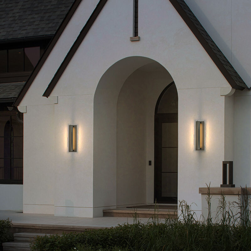 1-Light H20 in Minimalist Modern Linear 23W Integrated LED Outdoor Wall Sconce with Dusk to Dawn Sensor in Matte Black for Porch Patio image number 2