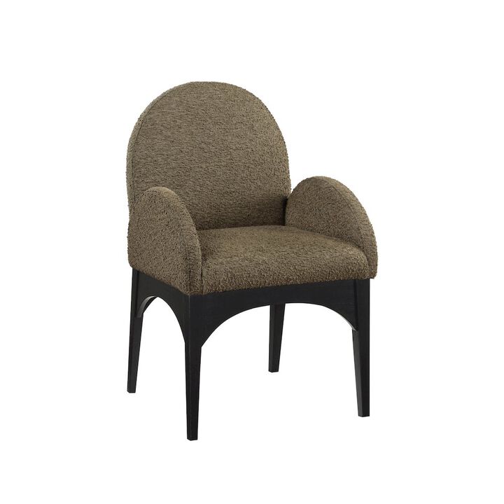 Meridian Furniture Waldorf Olive Boucle Fabric Dining Chair
