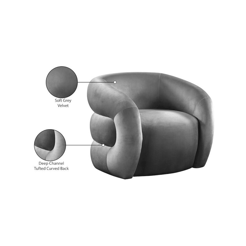 Meridian Furniture Roxbury Grey Velvet Accent Chair