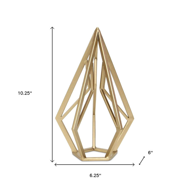 HomeRoots 10" Gold Metal Open Geometric Tabletop Sculpture image number 6