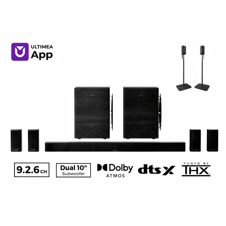 ULTIMEA Skywave X series 9.2.6 THX-Tuned Wireless Surround Sound System w/Dolby Atmos & DTS:X,Dual 10"Subwoofers,2000W Peak Power,8K Pass-Through