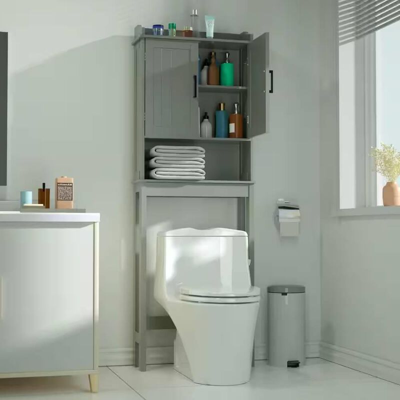 Hivvago Over the Toilet Bathroom Storage Cabinet Shelving Unit in White Wood Finish