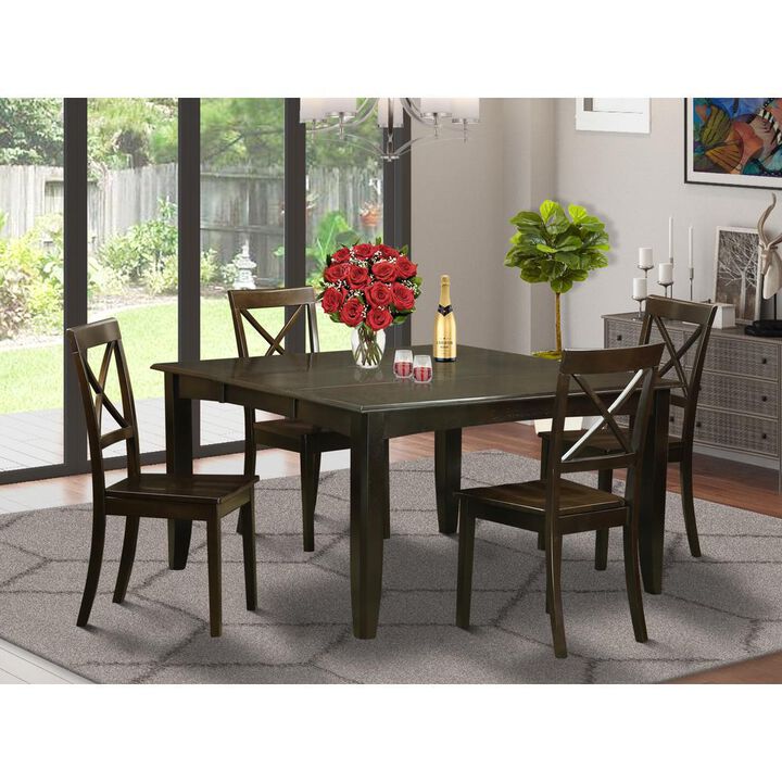 5 PC Dining room set-Dining Table with Leaf and 4 Kitchen Chairs.