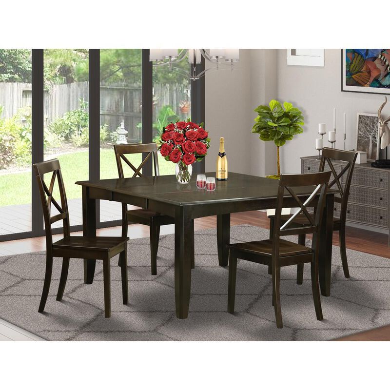 5 PC Dining room set-Dining Table with Leaf and 4 Kitchen Chairs.